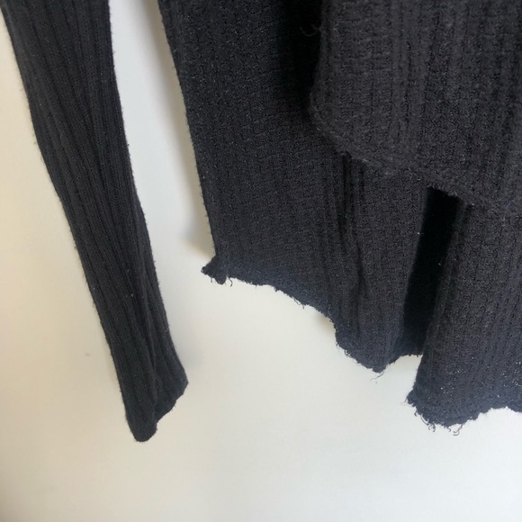 free people black waffle turtleneck - Picture 5 of 7